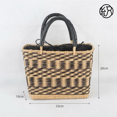 StrawWeave Eco-Friendly Handmade Straw Tote Bag, Women's Yellow Grass Woven Frame Handbag, Summer Top-Handle Beach Vacation Purse