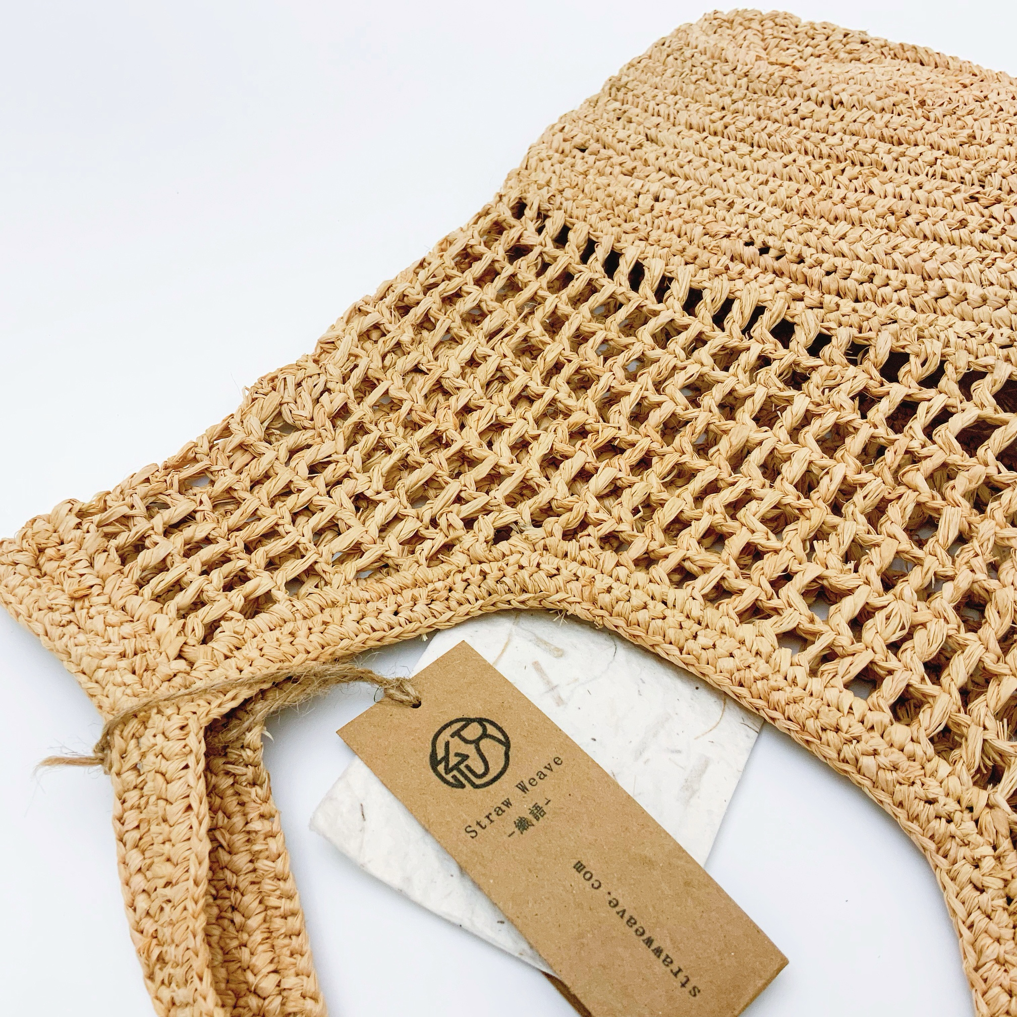 StrawWeave Eco-Friendly Handwoven Raffia Hollow Bag, Premium Summer Handheld Straw Bag for Women, Beach Vacation Tote Bag