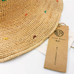 StrawWeave Eco-Friendly Handwoven Raffia Colorful Polka Dot Straw Hat  Womens Sweet-Style Wide-Brim Sun Hat, Foldable, Beach, Fisherman, Vacation, Summer Sun & Beach Hat