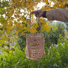 Raffia Flower Crochet Bucket Bag with Top Handle & Shoulder Strap B001