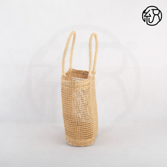 Yellow Grass Handwoven Hollow Straw Top-Handle Tote Bag B038