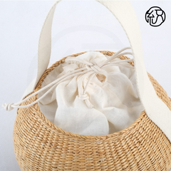 Yellow Grass Handwoven Straw Ball Tote Handheld & Shoulder Bag B031