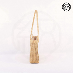 StrawWeave Eco-Friendly Handmade Straw Shoulder Bag, Women's Summer Yellow Grass Mesh Drawstring Tote, Underarm Woven Handbag for Beach Vacation'
