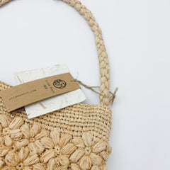 StrawWeave Eco-Friendly Handmade Raffia Flower Crochet Bag, Women's French Vacation Woven Bucket Tote, Summer Beach Top-Handle & Shoulder Handbag