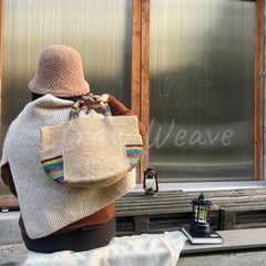 Raffia Handwoven Handbag with Colorful Outer Pocket B007