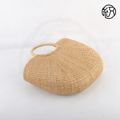 Yellow Grass Handwoven Semi-Circle Shell Tote Handheld Bag B033