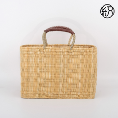 Yellow Grass Handwoven Straw Tote Handheld Bag B032