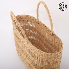 Yellow Grass Handwoven Straw Tote Handheld Bag B039