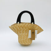 StrawWeave Eco-Friendly Handwoven Niche Wooden-Handle Hat Straw Bag New Fresh-Style Wheat Straw Woven Bag, Vacation-Style Beach Bag, Versatile Womens Bag