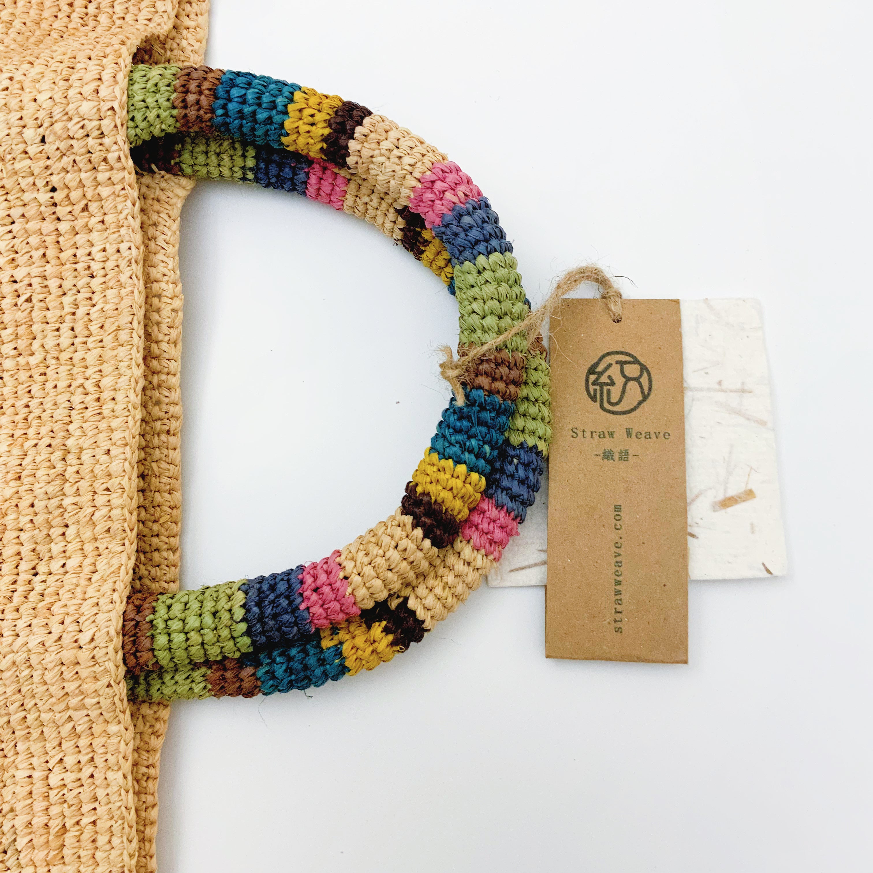 StrawWeave Eco-Friendly Handwoven Premium Raffia Handbag  New Colorful Outer-Pocket Straw Woven Bag for Women, Beach & Vacation Tote Bag