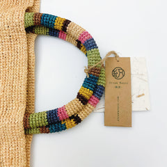 StrawWeave Eco-Friendly Handwoven Premium Raffia Handbag New Colorful Outer-Pocket Straw Woven Bag for Women, Beach & Vacation Tote Bag