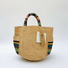 StrawWeave Eco-Friendly Handwoven Premium Raffia Handbag  New Colorful Outer-Pocket Straw Woven Bag for Women, Beach & Vacation Tote Bag