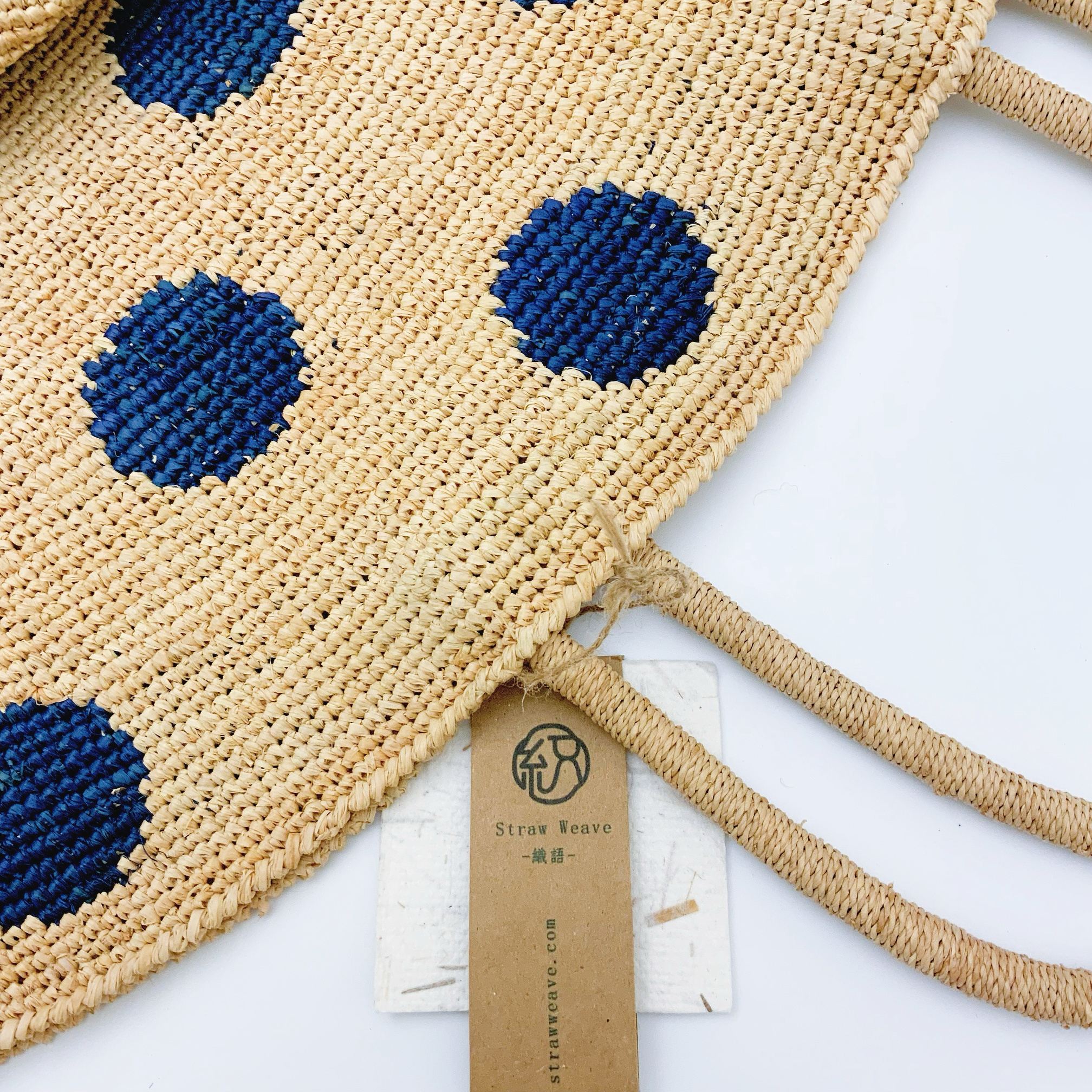 StrawWeave Handmade Polka Dot Raffia Tote  Eco-Friendly Large Woven Summer Beach Bag for Women, French Vacation Shoulder Handbag