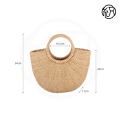 Yellow Grass Handwoven Semi-Circle Shell Tote Handheld Bag B033