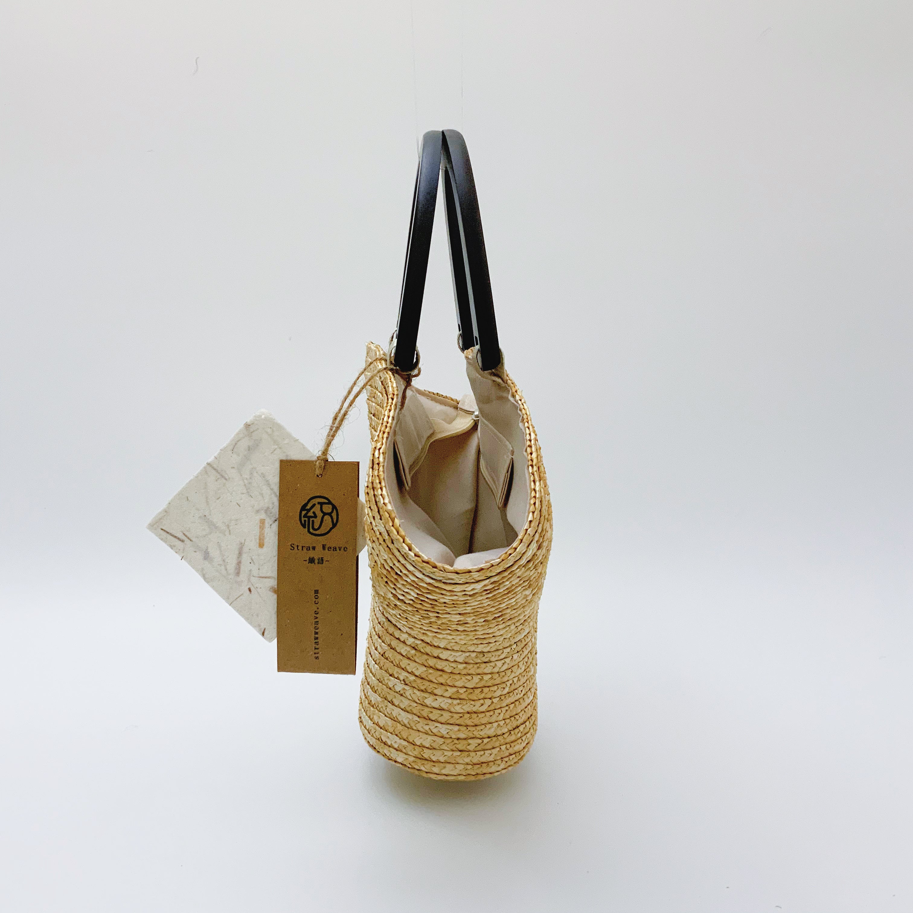 StrawWeave Eco-Friendly Handwoven Niche Wooden-Handle Hat Straw Bag  New Fresh-Style Wheat Straw Woven Bag, Vacation-Style Beach Bag, Versatile Womens Bag