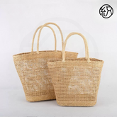 Yellow Grass Handwoven Hollow Straw Top-Handle Tote Bag B038