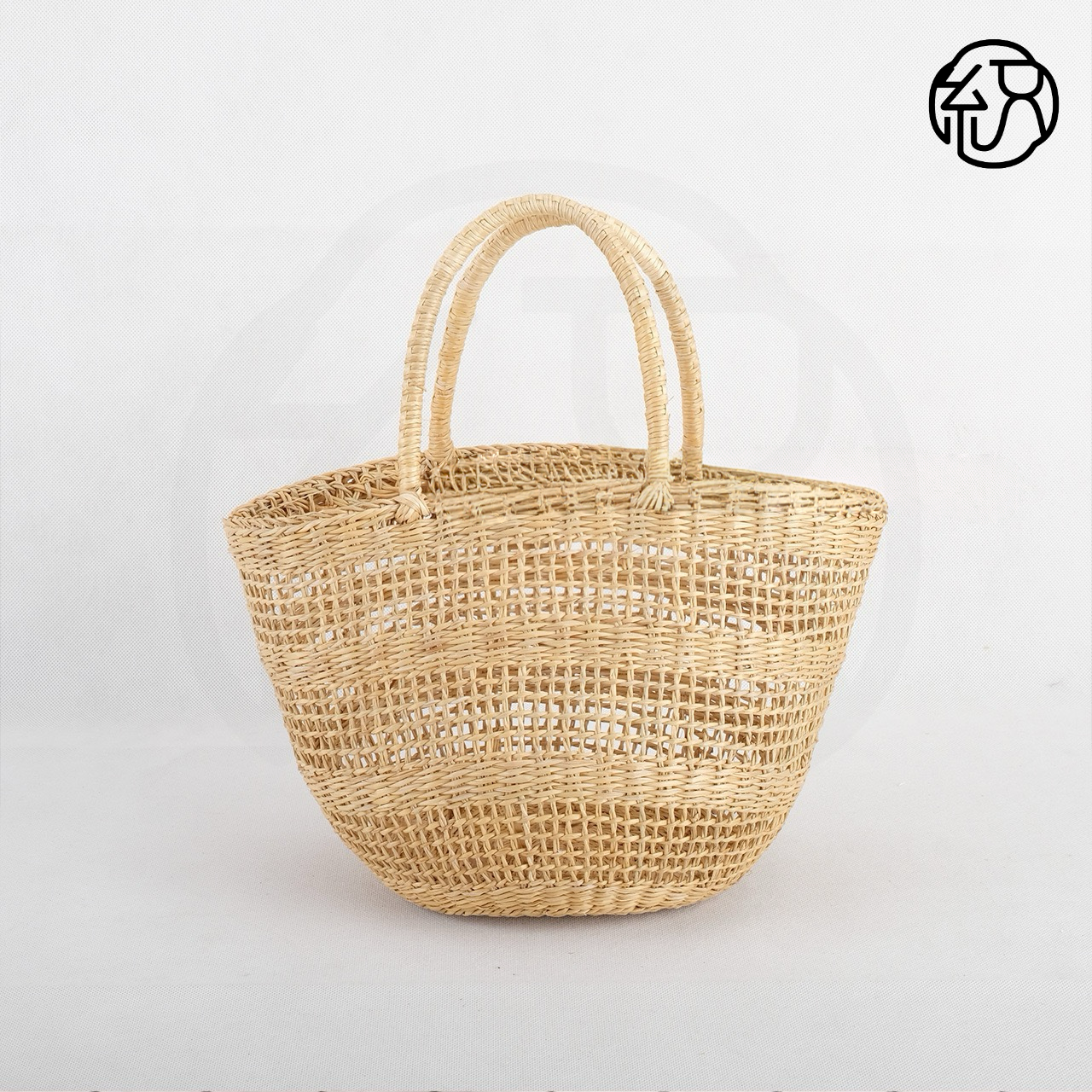 Eco-Friendly Handmade Straw Handbag, Women's Round Hollow-Out Yellow Grass Tote, Woven Top-Handle Purse for Summer Beach Vacation