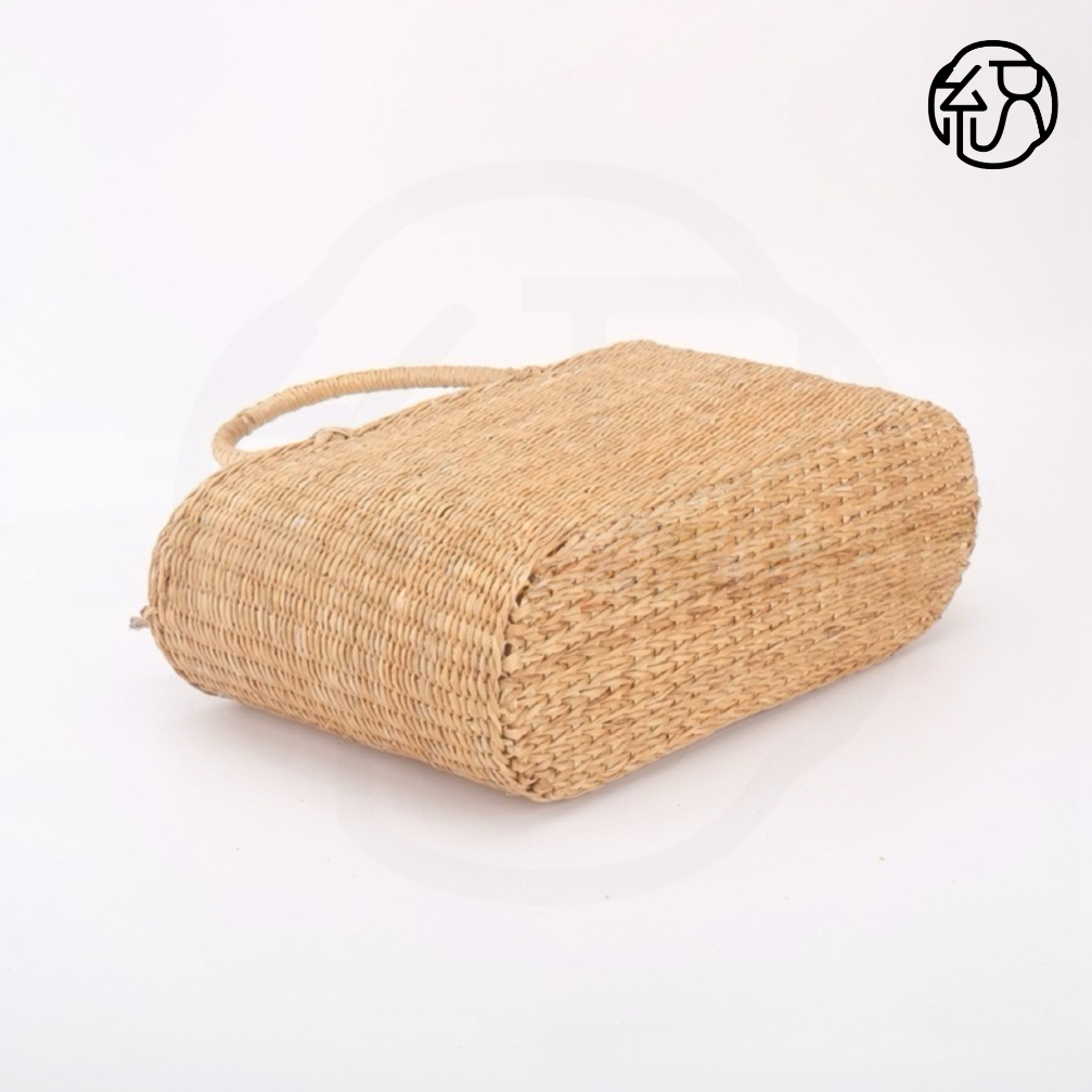 StrawWeave Eco-Friendly Handmade Straw Tote Bag, Women's Natural Yellow Grass Woven Frame Handbag, Summer Beach Top-Handle Purse