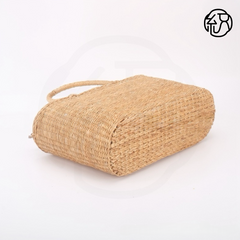 StrawWeave Eco-Friendly Handmade Straw Tote Bag, Women's Natural Yellow Grass Woven Frame Handbag, Summer Beach Top-Handle Purse