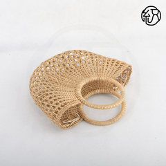 Yellow Grass Handwoven Hollow Moon-Shaped Handheld Bag B040