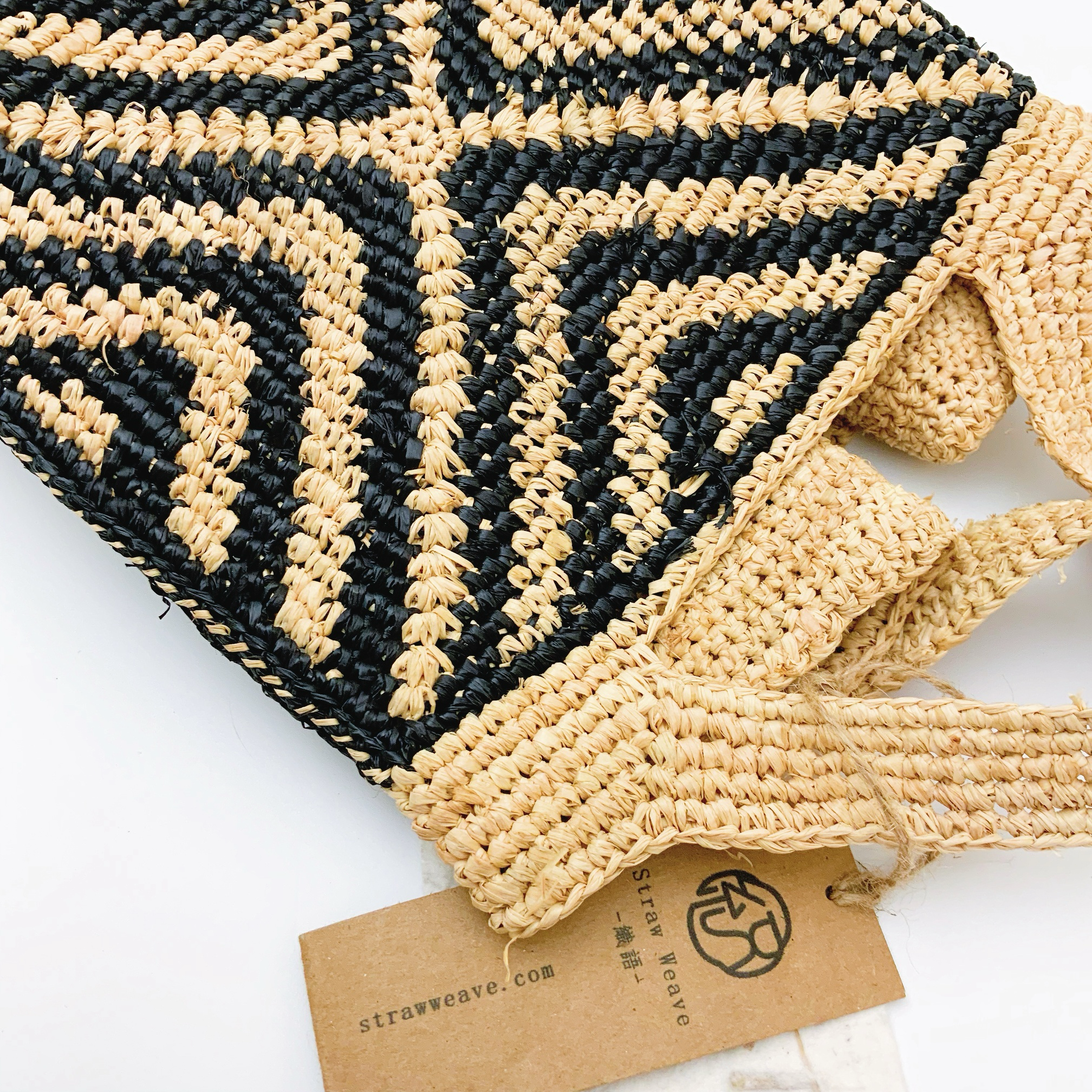 StrawWeave Eco-Friendly Handwoven Summer Women's Raffia Hand-Crocheted Color-Block Striped Tote Bag Large Capacity Vacation Five-Sided Shoulder Bag, Versatile Underarm Bag