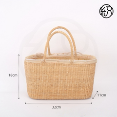 StrawWeave Eco-Friendly Handmade Straw Tote Bag, Women's Natural Yellow Grass Woven Frame Handbag, Summer Beach Top-Handle Purse