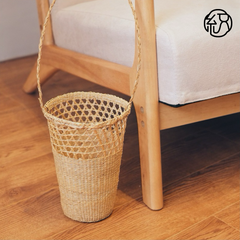 Eco-Friendly Straw Bucket Bag, Handmade Yellow Paper Rope Tote with Rattan Frame, Large Floral Basket Woven Handbag for Women's Summer Beach Vacation