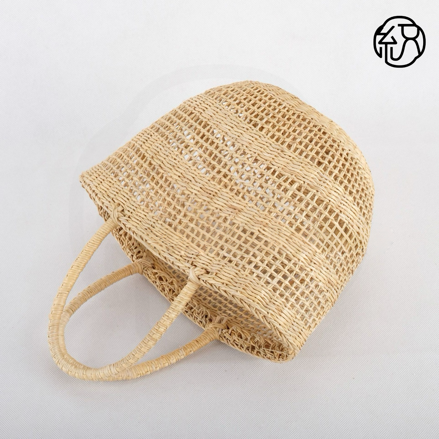 Eco-Friendly Handmade Straw Handbag, Women's Round Hollow-Out Yellow Grass Tote, Woven Top-Handle Purse for Summer Beach Vacation