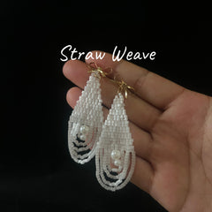 Satin Bead Tassel Bow Earrings