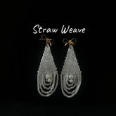 Satin Bead Tassel Bow Earrings