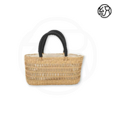 Yellow Grass Handwoven Hollow Vertical Basket Tote Handheld Bag B036