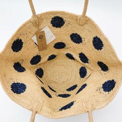 StrawWeave Handmade Polka Dot Raffia Tote  Eco-Friendly Large Woven Summer Beach Bag for Women, French Vacation Shoulder Handbag