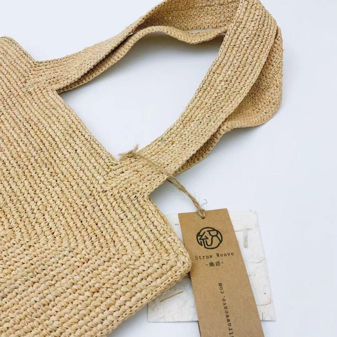 StrawWeave Eco-Friendly Handmade Raffia Tote Bag, Women's Large Capacity Woven Shoulder Handbag, Simple Fashion Summer Beach Vacation Purse