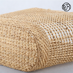 Yellow Grass Handwoven Hollow Straw Top-Handle Tote Bag B038