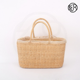 StrawWeave Eco-Friendly Handmade Straw Tote Bag, Women's Natural Yellow Grass Woven Frame Handbag, Summer Beach Top-Handle Purse