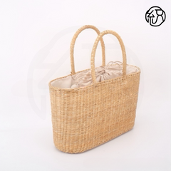 StrawWeave Eco-Friendly Handmade Straw Tote Bag, Women's Natural Yellow Grass Woven Frame Handbag, Summer Beach Top-Handle Purse