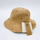 StrawWeave Eco-Friendly Handwoven Raffia Colorful Polka Dot Straw Hat Womens Sweet-Style Wide-Brim Sun Hat, Foldable, Beach, Fisherman, Vacation, Summer Sun & Beach Hat