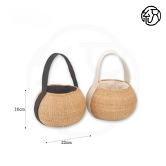 Yellow Grass Handwoven Straw Ball Tote Handheld & Shoulder Bag B031