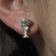 ins style S925 silver needle wine pot and wine glass stud earrings female versatile temperament embossed craftsmanship exquisite sense of earrings