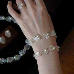 "Sea Rising Moon" French retro pearl rice bead necklace