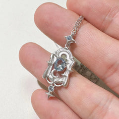 Childlike creative design, the starry sky outside the window is sweet and fresh, inlaid with crystal gemstones, and the star-level simple style necklace girl