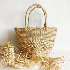 Elegant Raffia Straw Tote Bag, Large Capacity Handwoven Summer Handbag, Beach Vacation Woven Shoulder Bag for Women