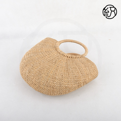 Yellow Grass Handwoven Semi-Circle Shell Tote Handheld Bag B033