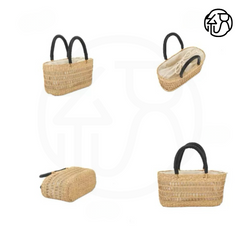 Yellow Grass Handwoven Hollow Vertical Basket Tote Handheld Bag B036