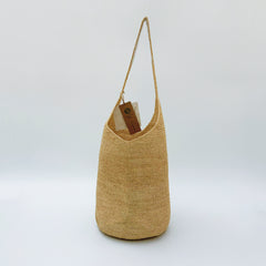 StrawWeave Handmade Large Raffia Bucket Bag  Eco-Friendly Summer Casual Shoulder Bag for Women, Colorblock Woven Tote