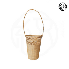 Eco-Friendly Straw Bucket Bag, Handmade Yellow Paper Rope Tote with Rattan Frame, Large Floral Basket Woven Handbag for Women's Summer Beach Vacation