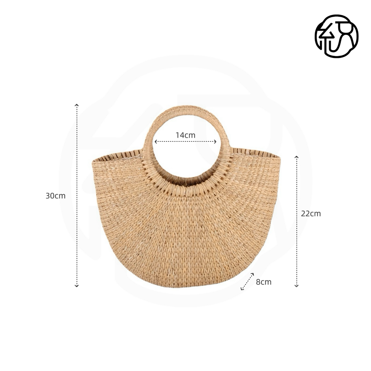 Yellow Grass Handwoven Semi-Circle Shell Tote Handheld Bag B033