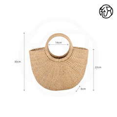 Yellow Grass Handwoven Semi-Circle Shell Tote Handheld Bag B033