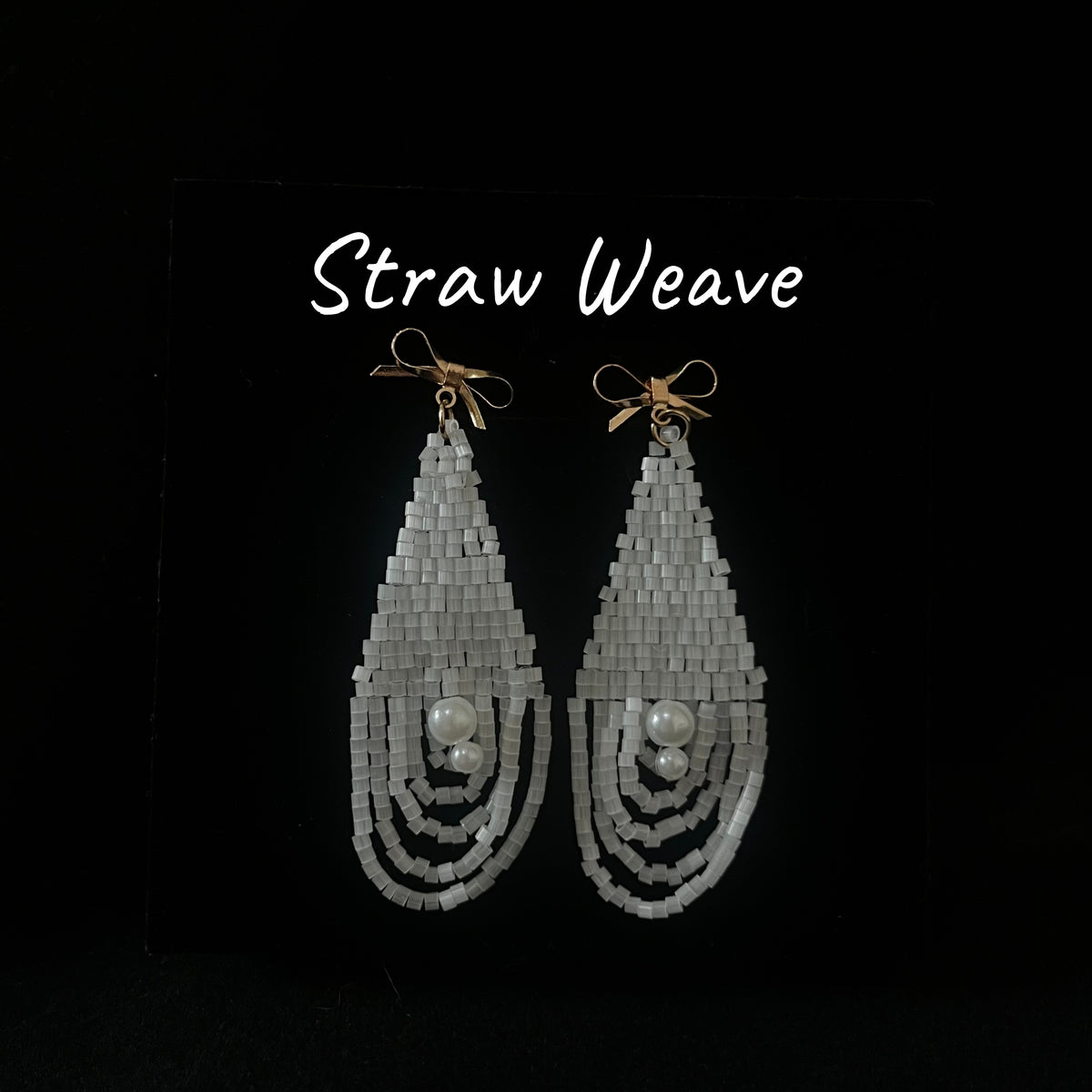 Satin Bead Tassel Bow Earrings