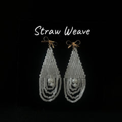 Satin Bead Tassel Bow Earrings